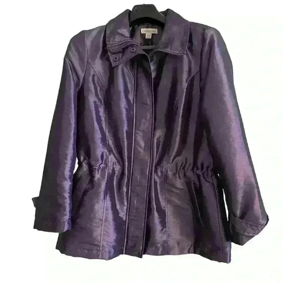 Coldwater Creek Lightweight Puffer Raincoat Size M (10-12) Metallic Purple Cozy - Picture 6 of 15